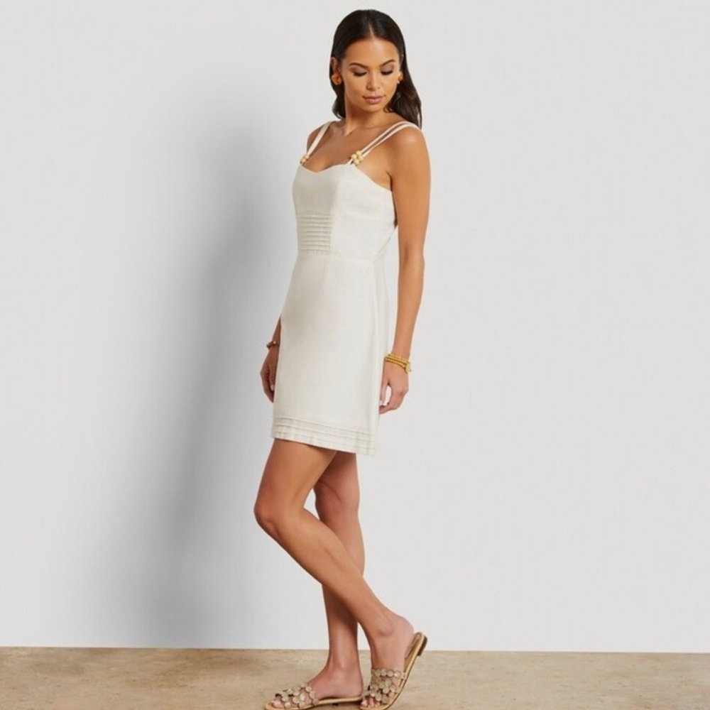 Sam Edelman Linen Blend White Midi Dress – Resort / Summer - Size L - Picture 5 of 9